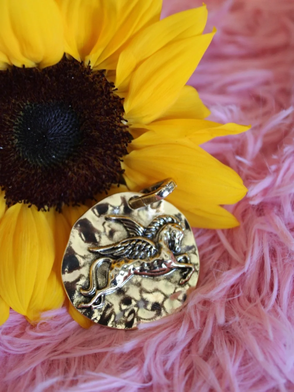 Free People Gold Pegasus Horse Statement Pendant NWT